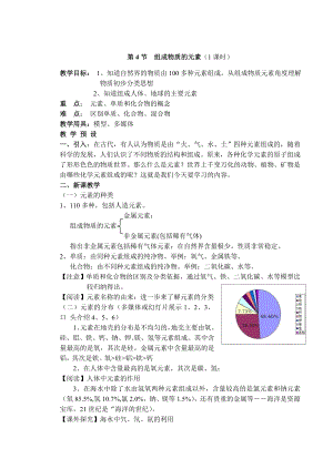 浙教版八下科學第2章第4節 組成物質的元素 教案2.doc