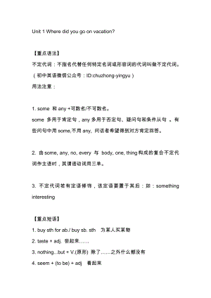 新目標英語八年級（上冊）Unit1必考知識點.docx