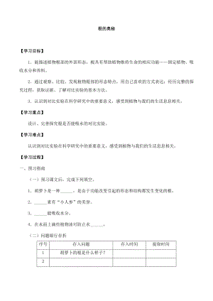 湘科版三年級科學下冊第4單元2根的奧秘-導學案.docx