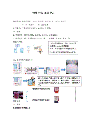 湘科版五年級(jí)上冊(cè) 第四單元 物質(zhì)變化 單元復(fù)習(xí)知識(shí)點(diǎn).docx
