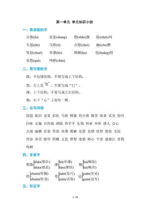 部編版六年級上冊語文期末復習知識點匯總（全冊共24頁）.pdf