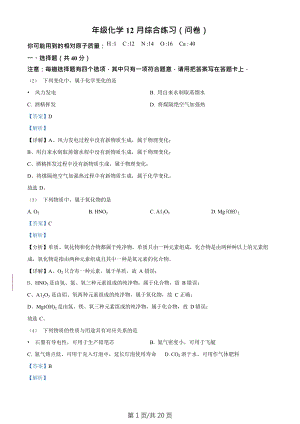 廣東省廣州市南武中學(xué)2023-2024學(xué)年九年級上學(xué)期12月期末化學(xué)試題（答案）.doc
