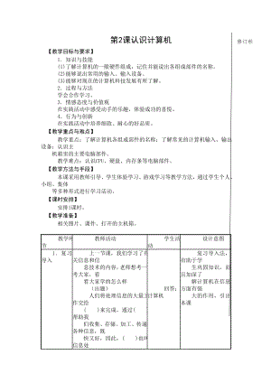 第2課《認識計算機》教案設計（衛老師-蘇科版三年級信息技術）.doc