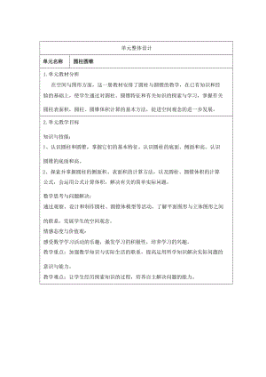 人教版小學數學六年級下冊第三單元《圓柱與圓錐》大單元教學設計.docx