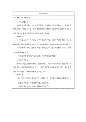 人教版小學(xué)數(shù)學(xué)三年級(jí)下冊(cè)第三單元《復(fù)式統(tǒng)計(jì)表》大單元教學(xué)設(shè)計(jì).docx