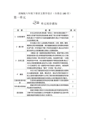 部編版六年級下冊語文教學設計（全冊總180頁）.docx