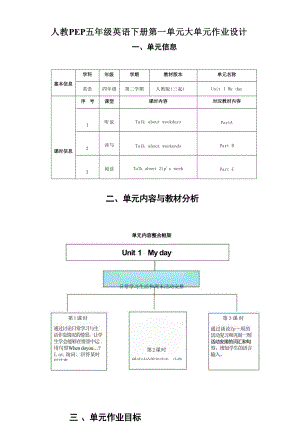 人教PEP版五年級下冊英語大單元作業(yè)設計（全冊總172頁）.docx