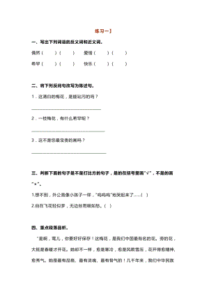 部編版五年級語文下冊第4課《梅花魂》同步練習3份.docx