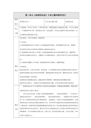 教科版科學六上第二單元《地球的運動》大單元教學設計設計.docx