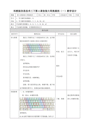 教科版（云南）三下信息技術第4課 食指大哥挑重擔1 教案.doc