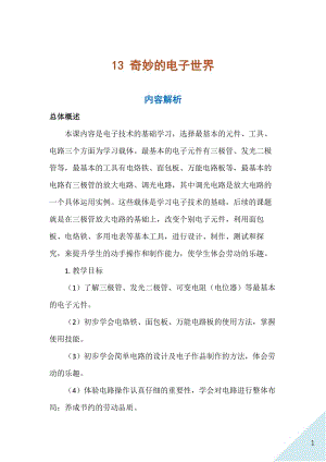 人民出版社八年級上冊勞動教學設(shè)計13奇妙的電子世界.docx