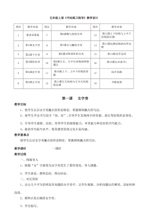 湘美版五年級上冊書法練習指導教案（全冊總17頁）.docx