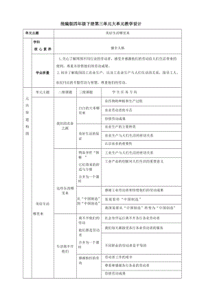 統編版四年級下冊道德與法治第三單元 大單元教學設計.docx