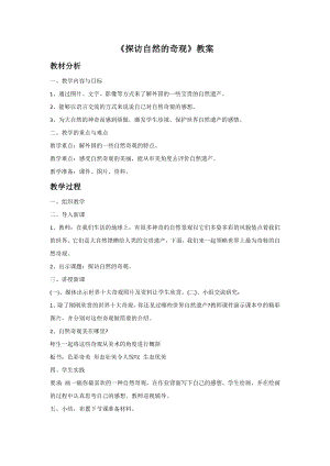 人美版六年級(jí)下冊(cè)美術(shù)探訪自然的奇觀教案.doc