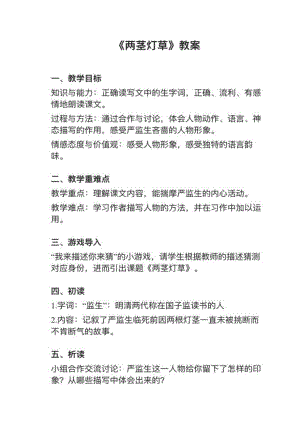 人教部編版五下語文第13課（3）兩莖燈草教案+試講稿.pdf