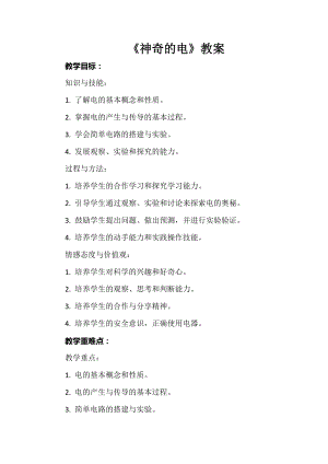 安徽大學版五上綜合實踐活動《神奇的電》（教案）.docx