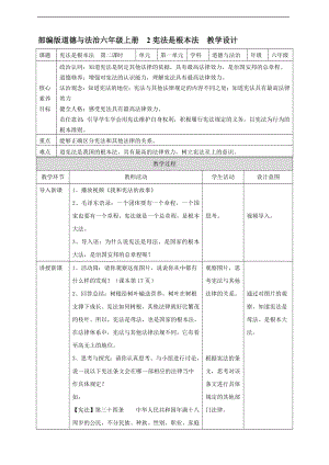 部編版六上道德與法治【核心素養(yǎng)目標(biāo)】2憲法是根本法第二課時(shí) 教案.docx