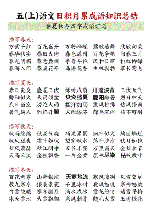 部編版五年級(jí)上冊(cè)語文日積月累春夏秋冬四字成語知識(shí)總結(jié).pdf