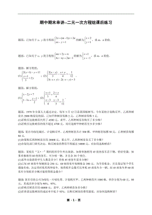 七年級數(shù)學下冊期中期末——二元一次方程組（含答案）.doc