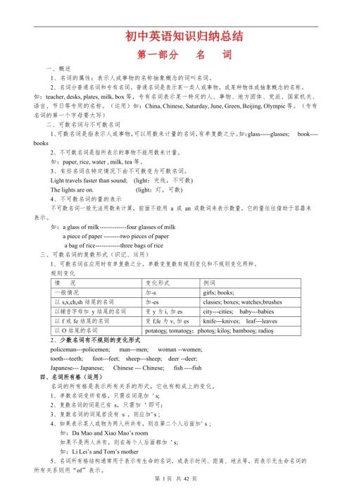 中考復習資料：初中英語知識點總結(jié).docx