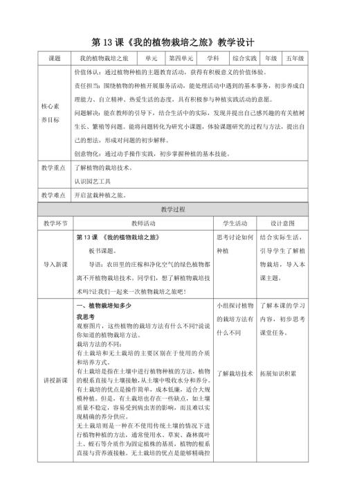 蘇少版五年級下冊綜合實踐活動4.1來之不易的糧食教案.doc