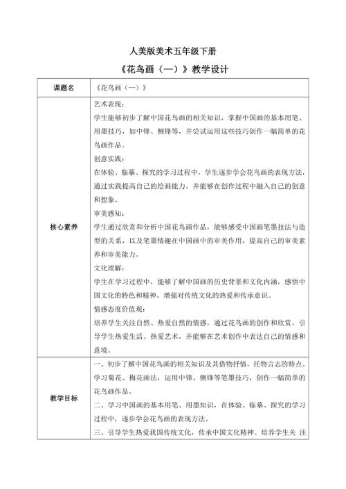 人美版小學美術五年級下冊13.《花鳥畫（—）》教學設計.docx