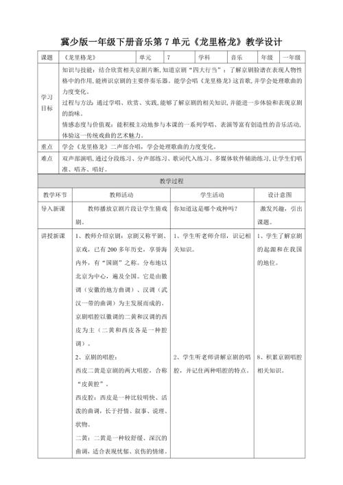 冀少版（2025）一年級下冊音樂7學唱《龍里格龍》2.教案.doc