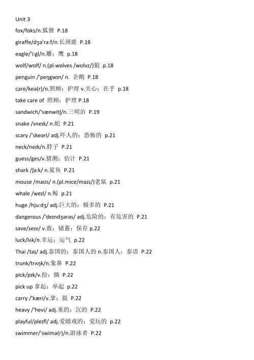 魯教版六年級下冊英語六下Unit 3詞匯+翻譯.docx