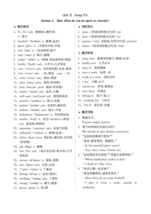 魯教版六年級下冊英語單詞背誦默寫清單Unit5.pdf