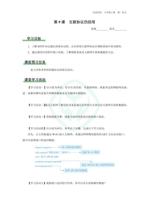 義務教育版八年級信息科技 第9課 互聯協議仍沿用 學習任務單.docx