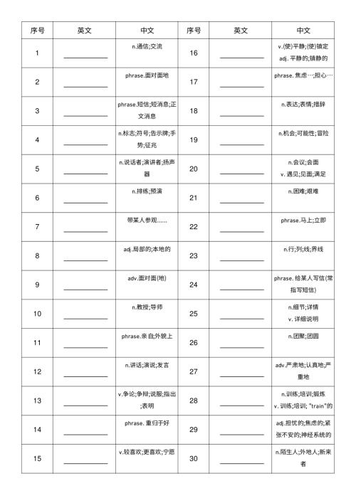 2025秋人教版八年級(jí)上冊(cè)英語Unit8中譯英單詞默寫.pdf