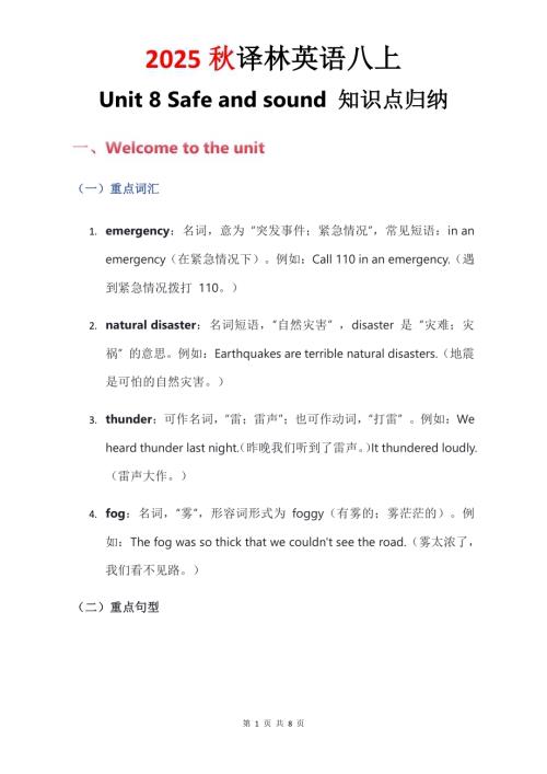2025秋譯林版八年級上冊英語Unit8知識點歸納.pdf